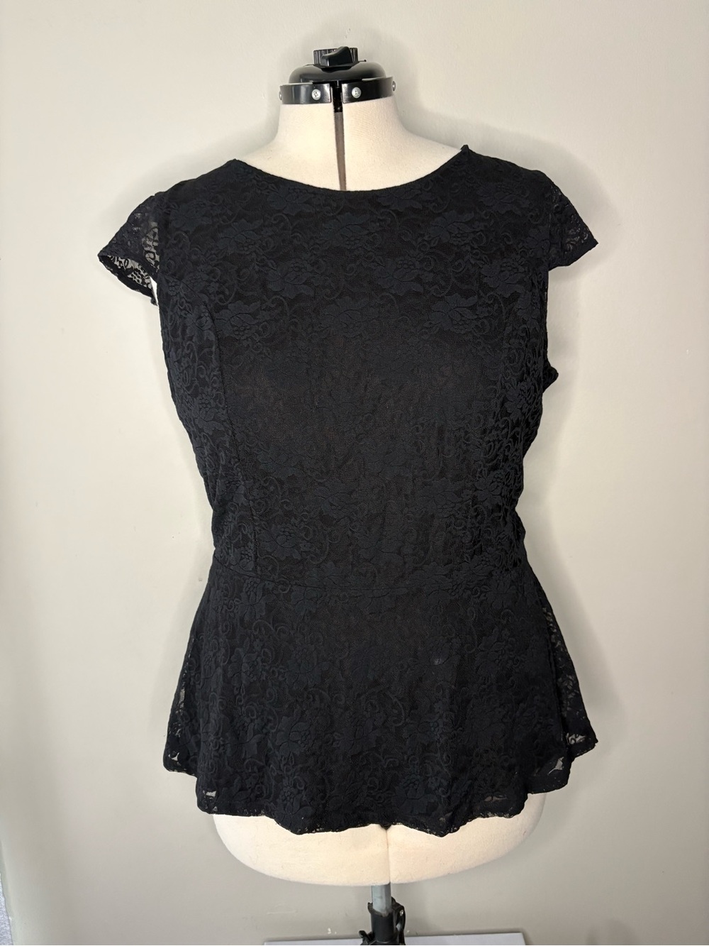Guess Black Lace Peplum Blouse